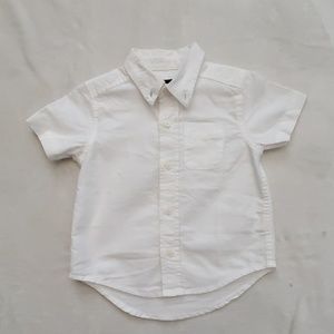 Toddler white short sleeve button collared shirt